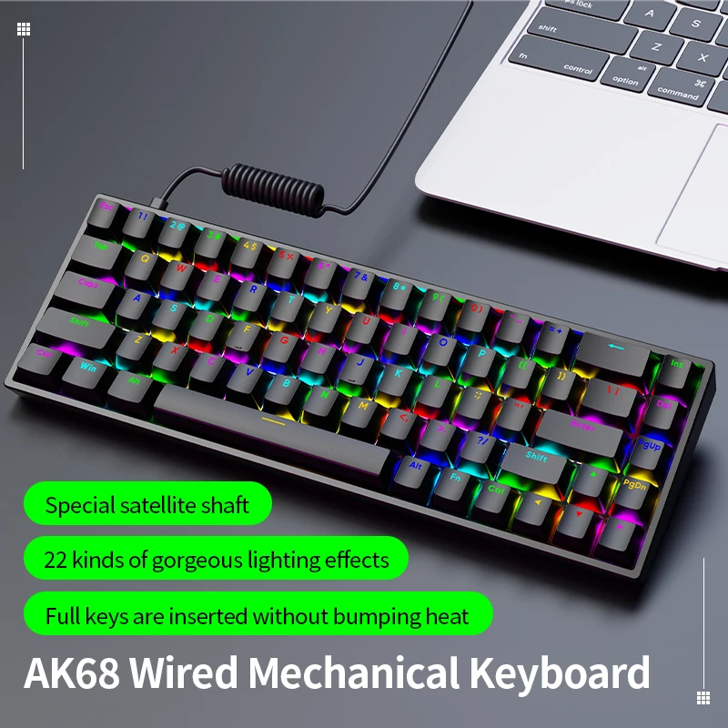 SOREX AK68 Mechanisch toetsenbord ABS Keycap 68 toetsen Bedraad gamertoetsenbord Hot Swap Aangepaste pakking voor pc-laptop