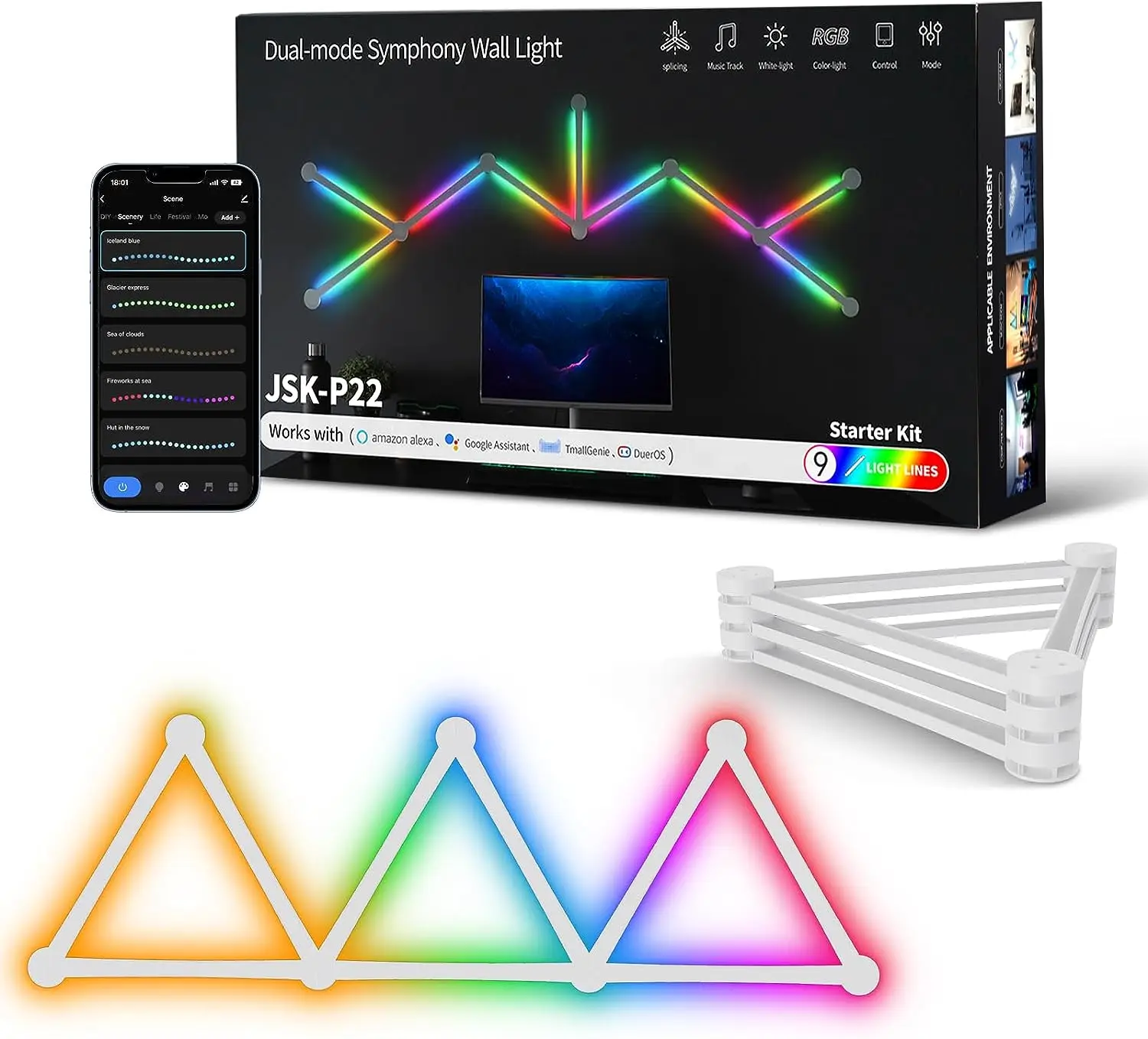 Paski świetlne RGB Smart LED RGBW, pasek oświetlenie dekoracyjne do pokoju gier 12V, kolory 16M, synchronizacja muzyki, kompatybilny z Alexa i Google