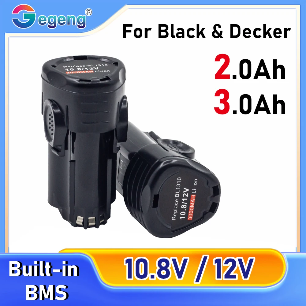 Newest 3.0Ah 2Ah Power Tool Battery for Black & Decker 10.8/12V BL1110, BL1310, BL1510, LB12, LBX12, LBXR12, BDCDMT112，EGBL108KB