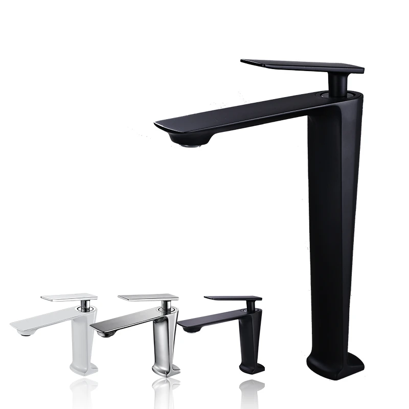 

Black/White Basin Faucet Contemporary Bathroom Faucet Painted Brass Single Handle Single Hole Hot and Cold Faucet Deck