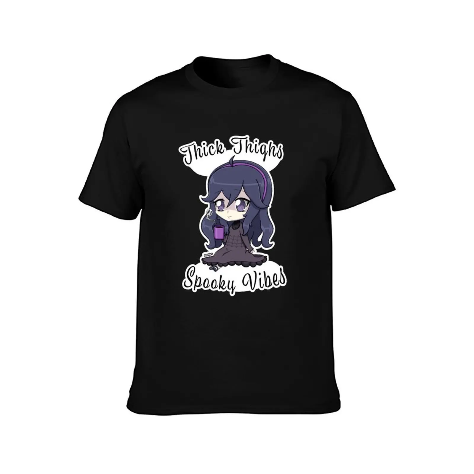 Hex Maniac Thick Thighs Spooky Vibes T-Shirt Casual Light Summer Short Sleeve Top