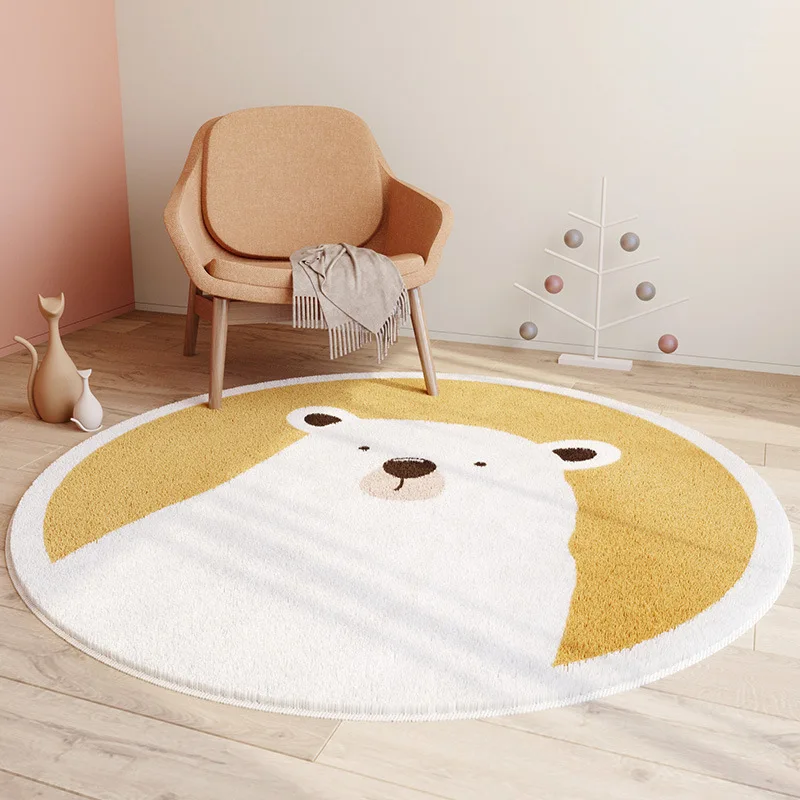 Modern Ins Cartoon Round Large Area Rug, Thickened Lamb Wool, Living Room, Comfortable, Easy Care Cute Soft Carpet Children Room