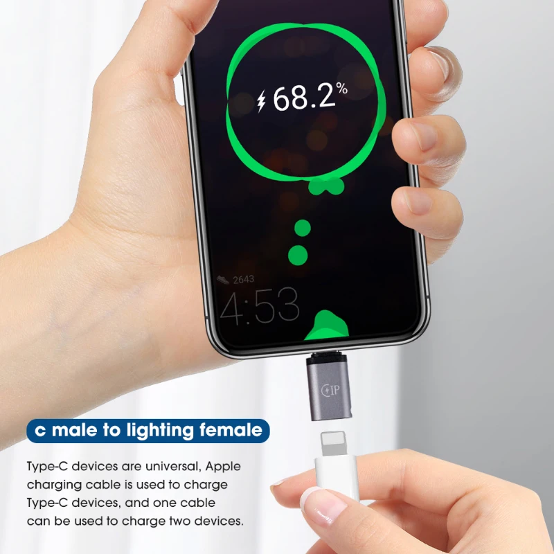 Universal Lightning Female To USB C Male Charger Cable Converter Type-C Phone Charging Adapter 5V 2.1A Fast Charge Connector