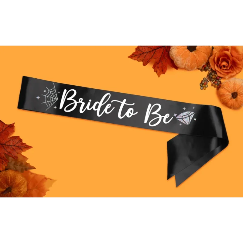 

Bride or Die Bride To Be Sash Goth Halloween Bride Sash Bewitched & Getting Hitched Accessory Spooky Corpse Party Supplies Item