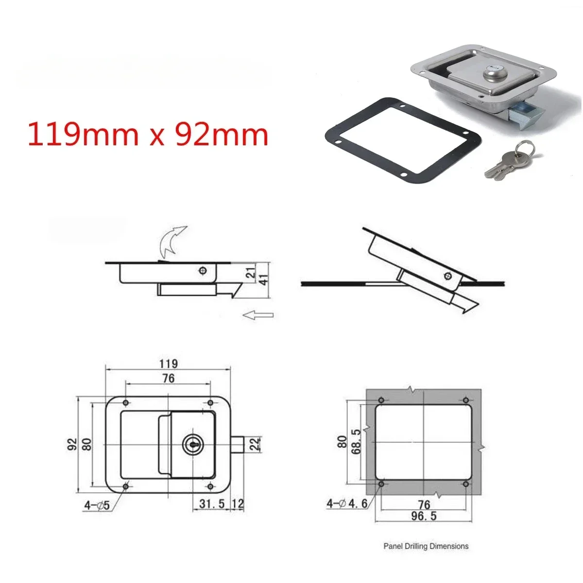 Ship accessories, cabin door lock toolbox door lock cabinet door lock stainless steel panel lock, yacht trailer modification