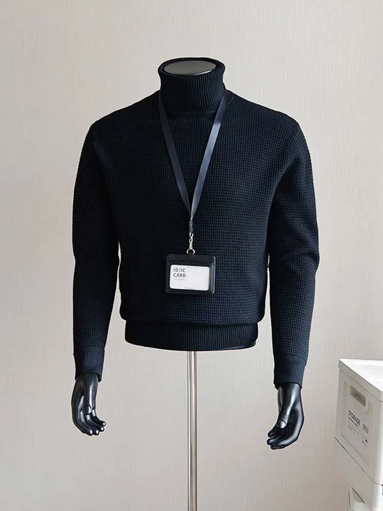 

Black High Collar Sweater Men's Style Autumn Winter Cleanfit Premium Casual Knitted Shirt Soft Comfortable Slim Fit Long Sleeve