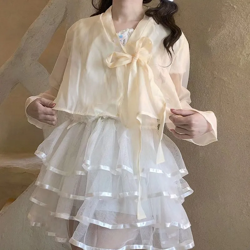 Karrram-minifaldas de pastel de Lolita para niñas, faldas góticas japonesas Harajuku, dulce vestido de baile negro Kawaii, faldas cortas de encaje de tul Jk