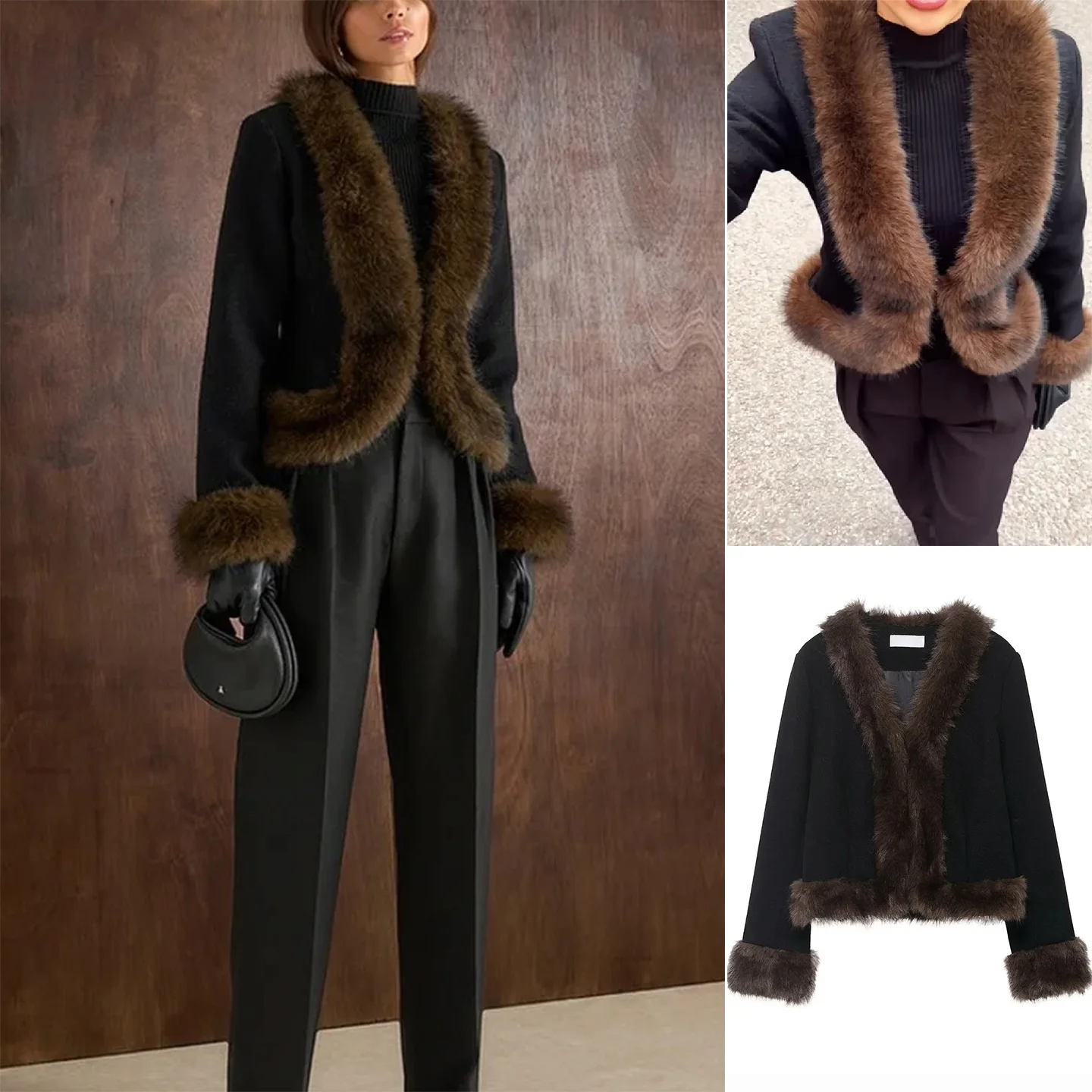 شتاء جديد المرأة تصميم الفراء طوق المرقعة الخصر مقصوص الفراء الاصطناعي ort Jaet معطف عادية Sle طويل Sve #1