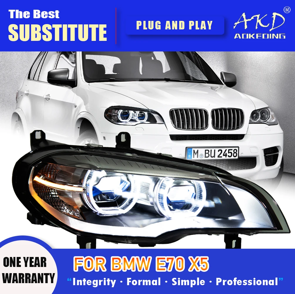 

AKD Head Lamp for BMW E70 LED Headlight 2007-2014 Headlights X5 DRL Turn Signal High Beam Angel Eye Projector Lens