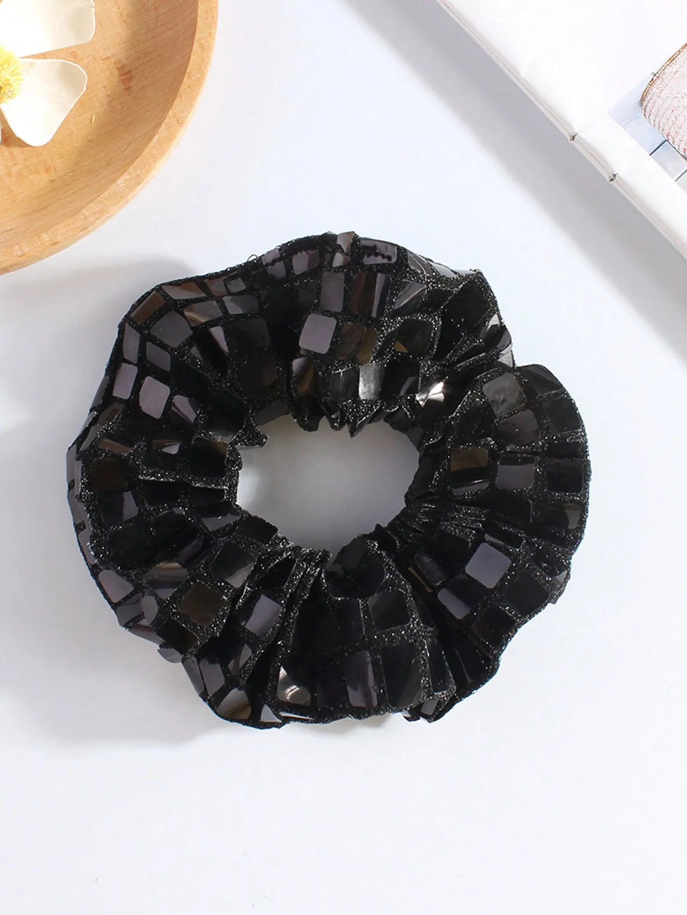 Black Disco Ball Sequin Hair Ties Set of 1-4-8 Vintage 70s 80s 90s Disco Party Bridal Shower Bachelor Party Birthday Wedding Gif view 6