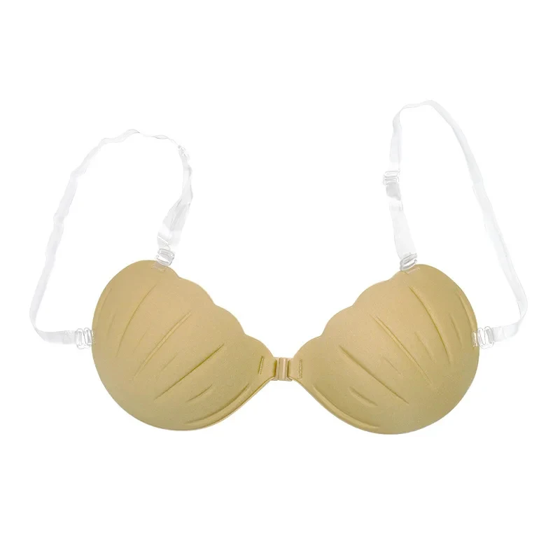 Shell Style Color Contrast Breast Stickers Push Small Chest Make Big Wedding Dress Straps Anti-Exposure Invisible Breathable