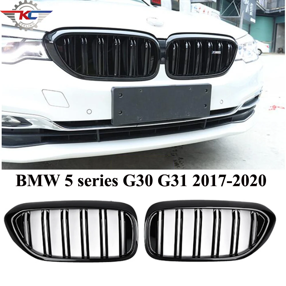 

Dual Line Glossy Black Kidney Grille For BMW 5 Series G30 G31 525i 530i 2017-2020 Year 1 Pair