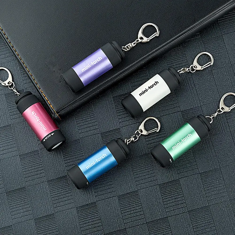 Mini Flashlight Pocket-sized Keychain Light USB Keychain Flashlights Small Key Torch for Camping Hiking Emergency 1 Pa Q0S6