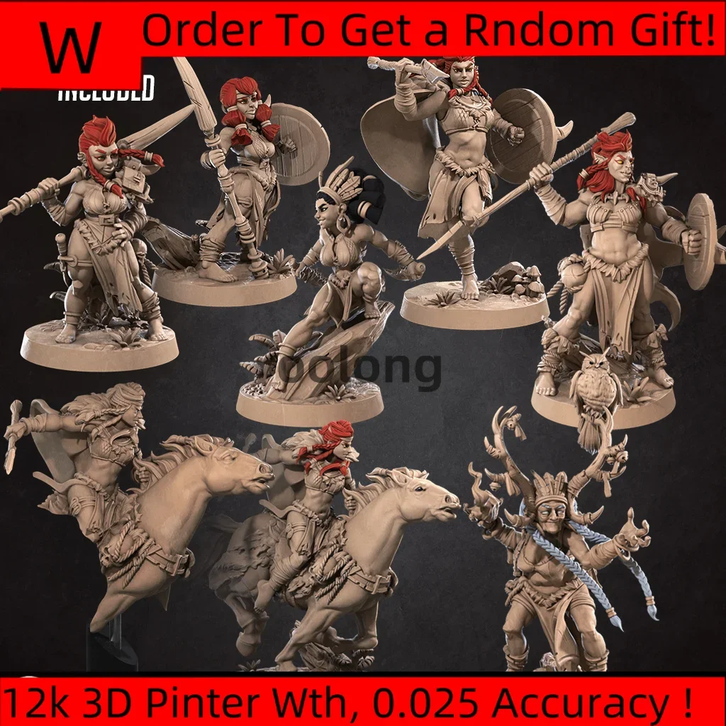 Miniature Resin Model Amazon Queen Knight, Dwarf, Orc Dnd Board Game War Chess Model Unpainted