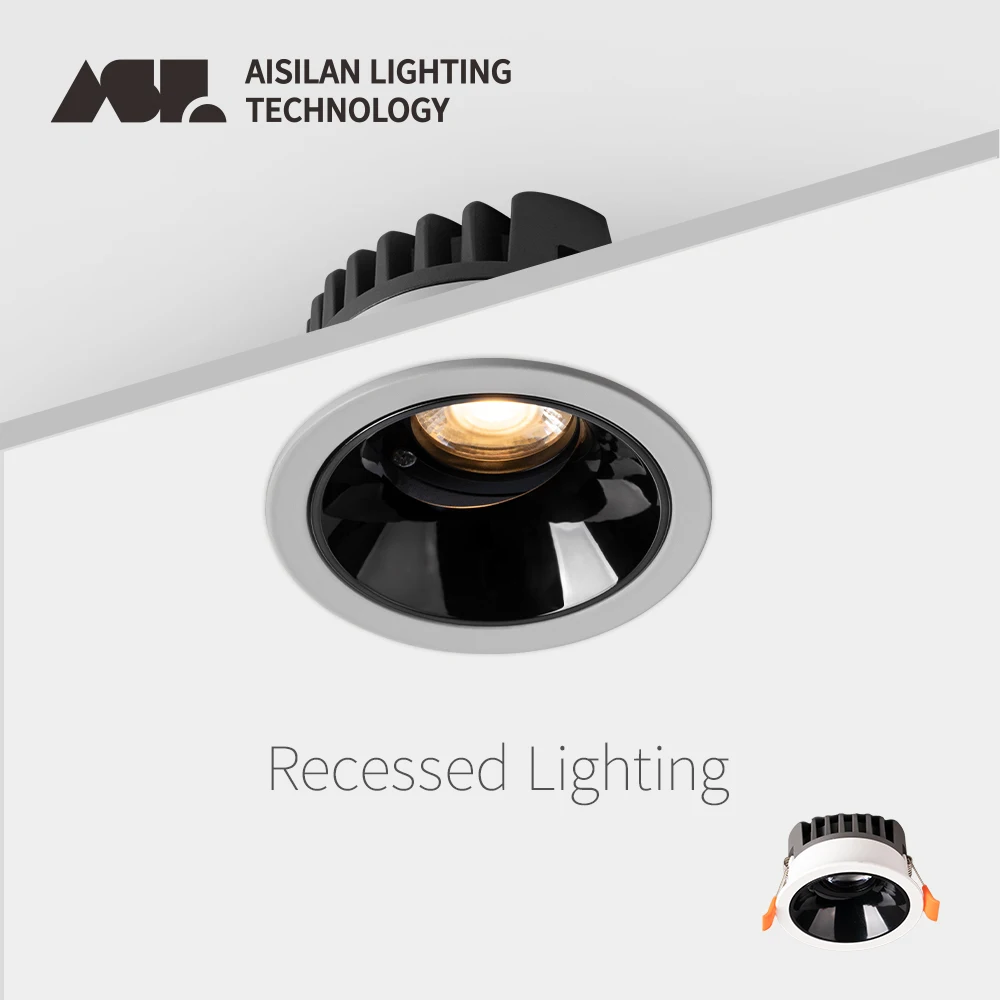 

Aisilan Ultra-Thin Recessed Downlight Indoor Angle Adjustable 3000K/4000K Aluminum Ceiling Light CRI 97 for Bedroom Living Room