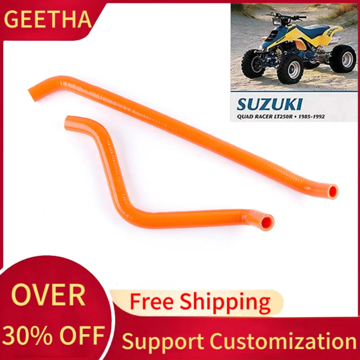 For 1985-1992 Suzuki Quadracer 250 LT250R Silicone Radiator Coolant Hose Pipe Kit 1986 1987 1988 1989 1990 1991