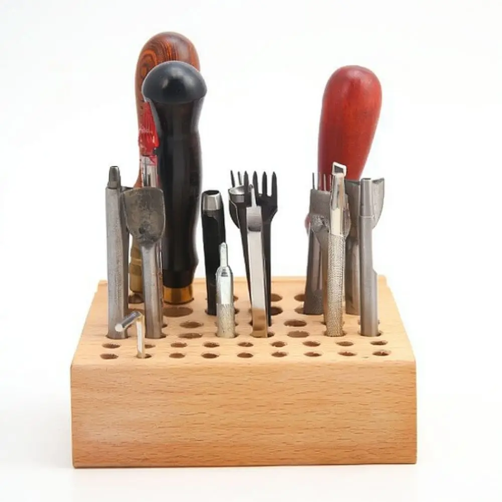 For For Aige Beech Wood Tool Holder Organizer Stand Handmade Leather Crafting Storage Rack For Workshop Table Cleanup