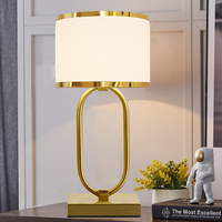 European Style Cloth Cover Bedside Lamp Modern Creative Luxury Hotel Living Room Model Room Office Metal Decoration Desk Lamp