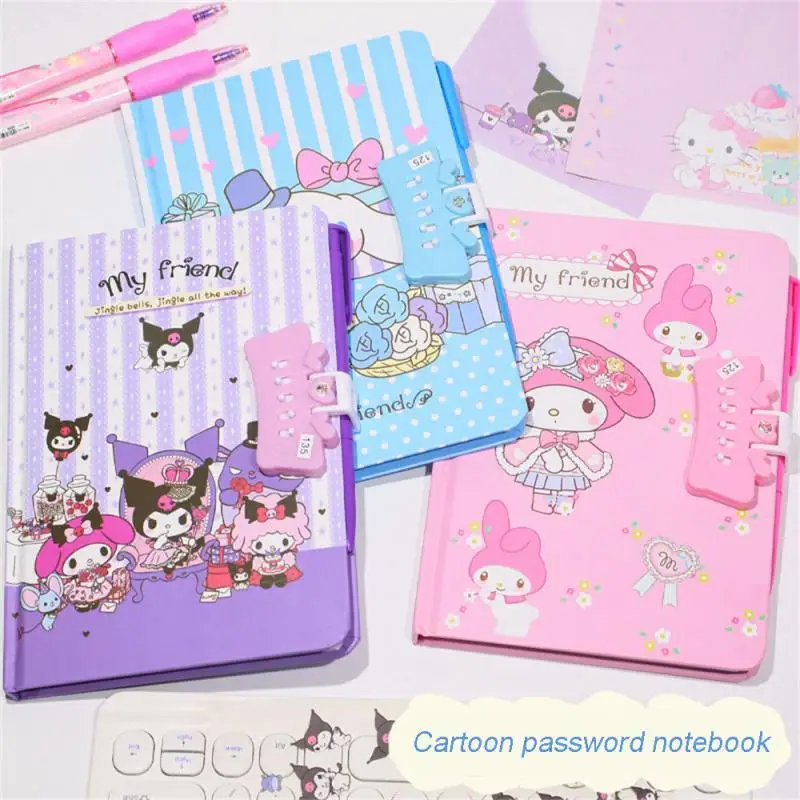 Cartoon Kuromi Cinnamoroll Code Book Study Stationery Student Gifts Prize Boy Girl Kids Notebook Privacy Secrets with Lock Diary