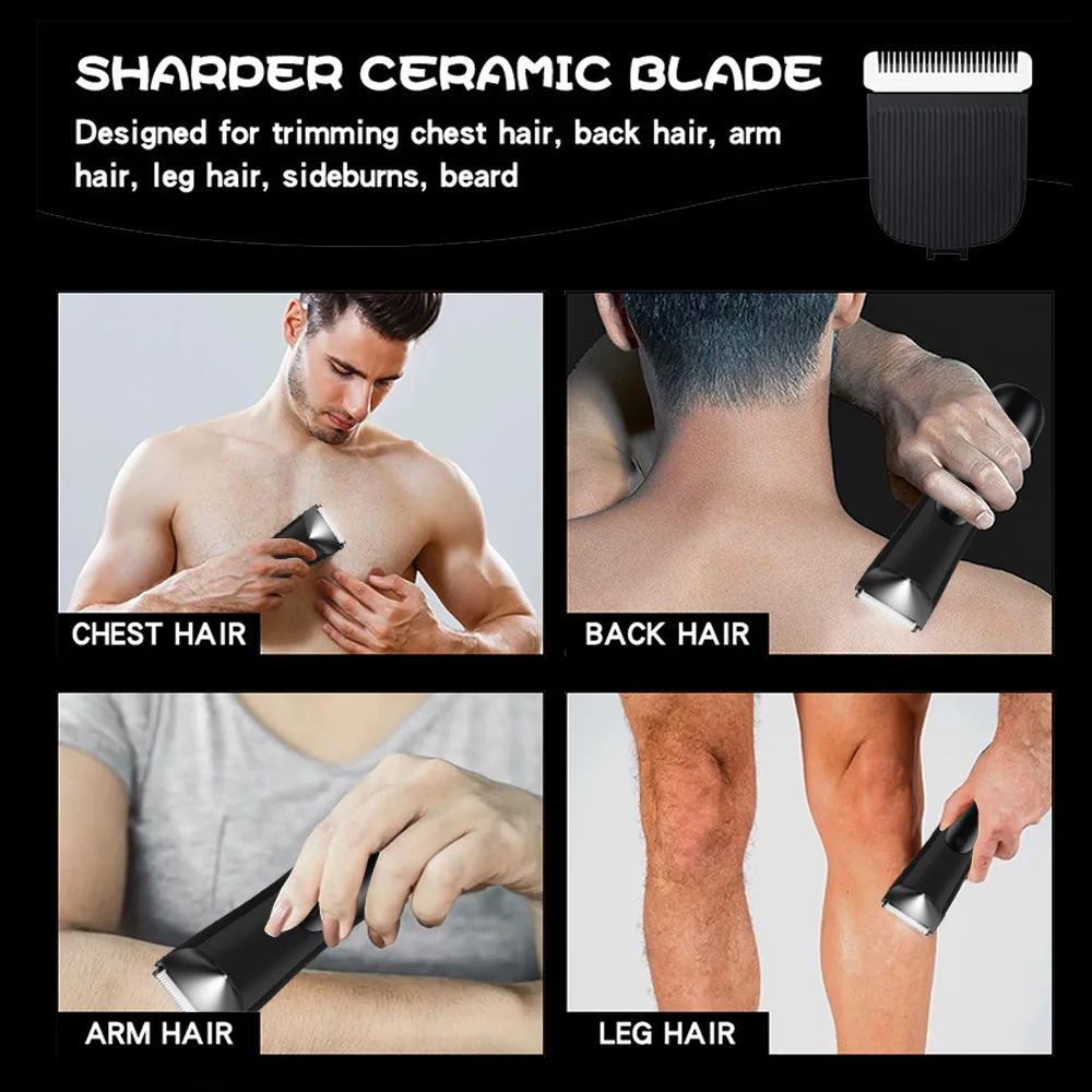 Men'S Groin Body Hair Trimmer, Electric Ball Trimmer, Includes 2 Guard Attachments, Ceramic Blade Head, Wet And Dry Shaver