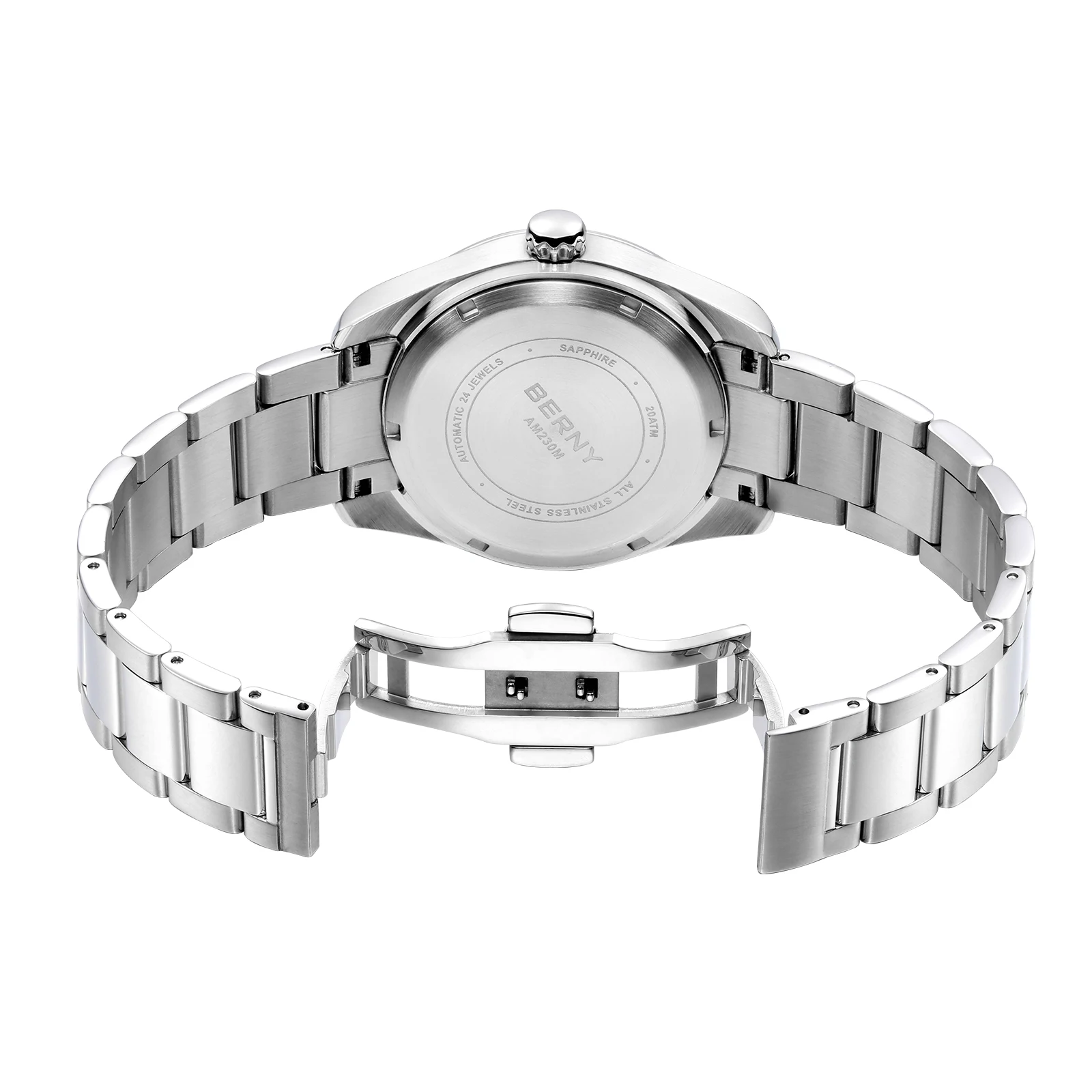 BERNY 20ATM Automatic Men Watch Sapphire AR Calendar Arrow Hands Supper Luminous Swimming Colorful Starry Sky Dial Men Watches
