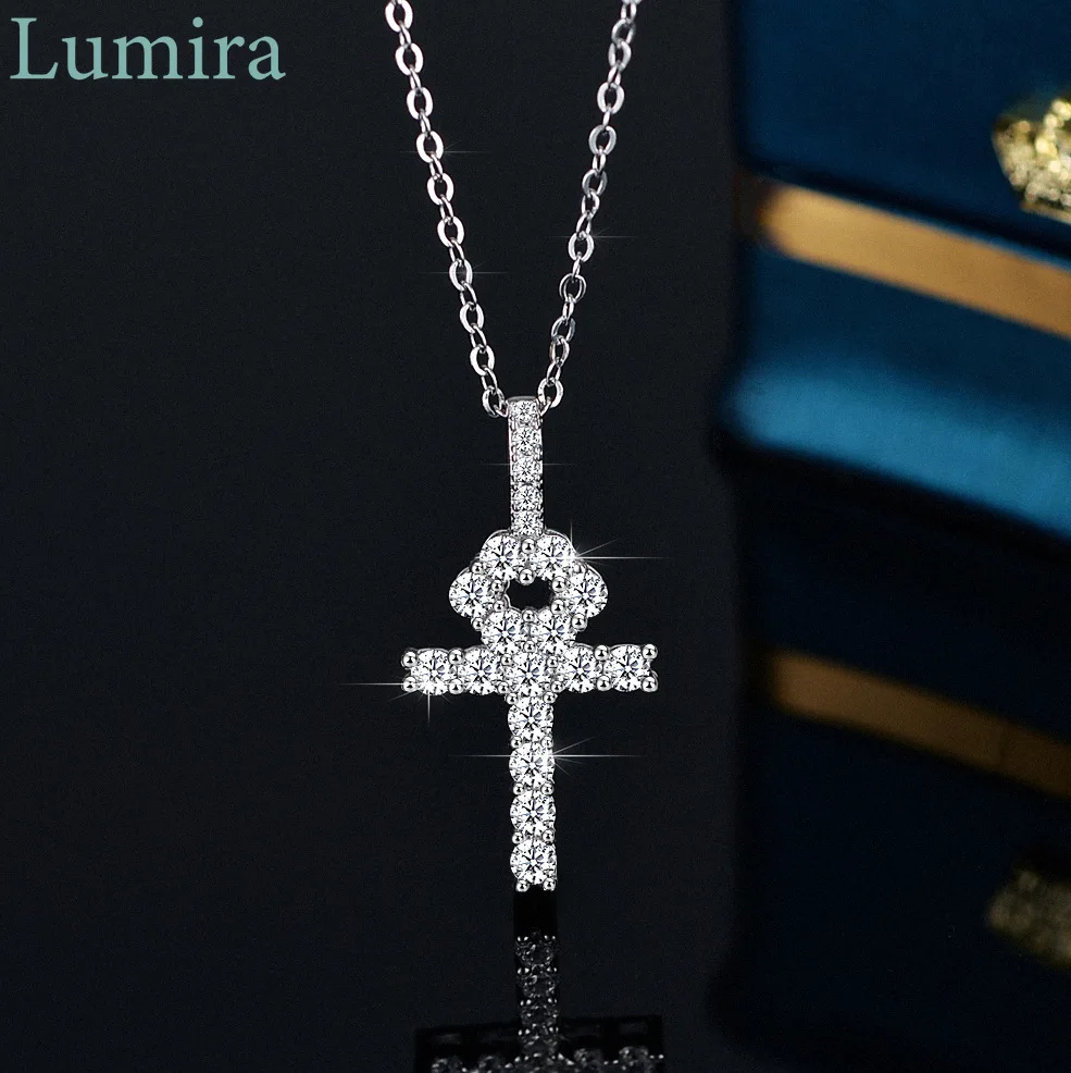 

Lumira женское платиновое ожерелье с крестом PT950, 1,5 карата, моссанит, квадратная цепочка на ключицу с бриллиантами, рождественские подарки