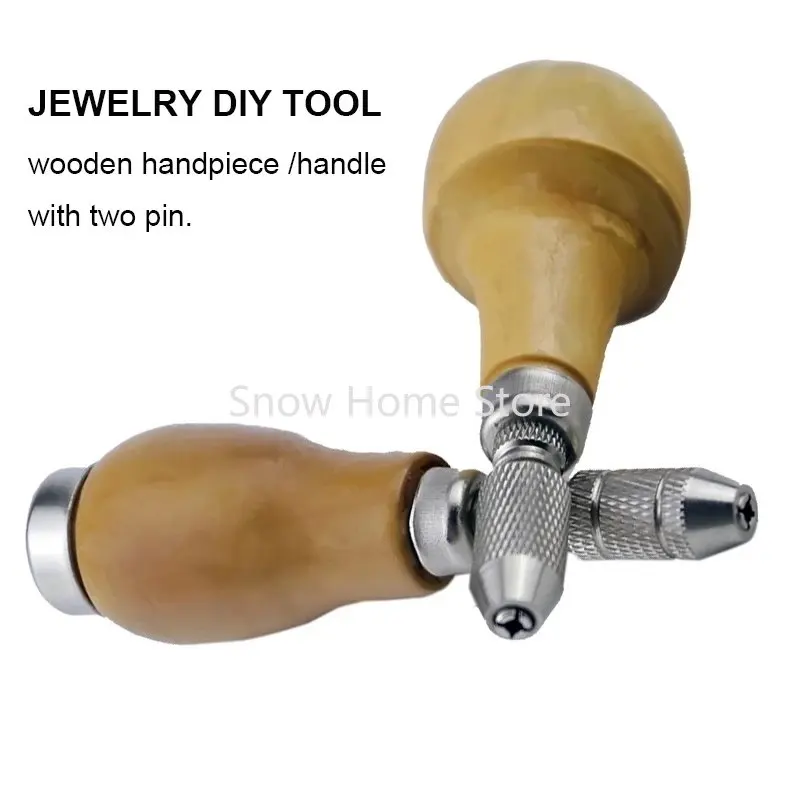 2pcs Jewelers Pin Vise Vice Wooden Handle with 2 Chuck Twisting Wire Wrapping Drill Tool Kit Jewelry Tools