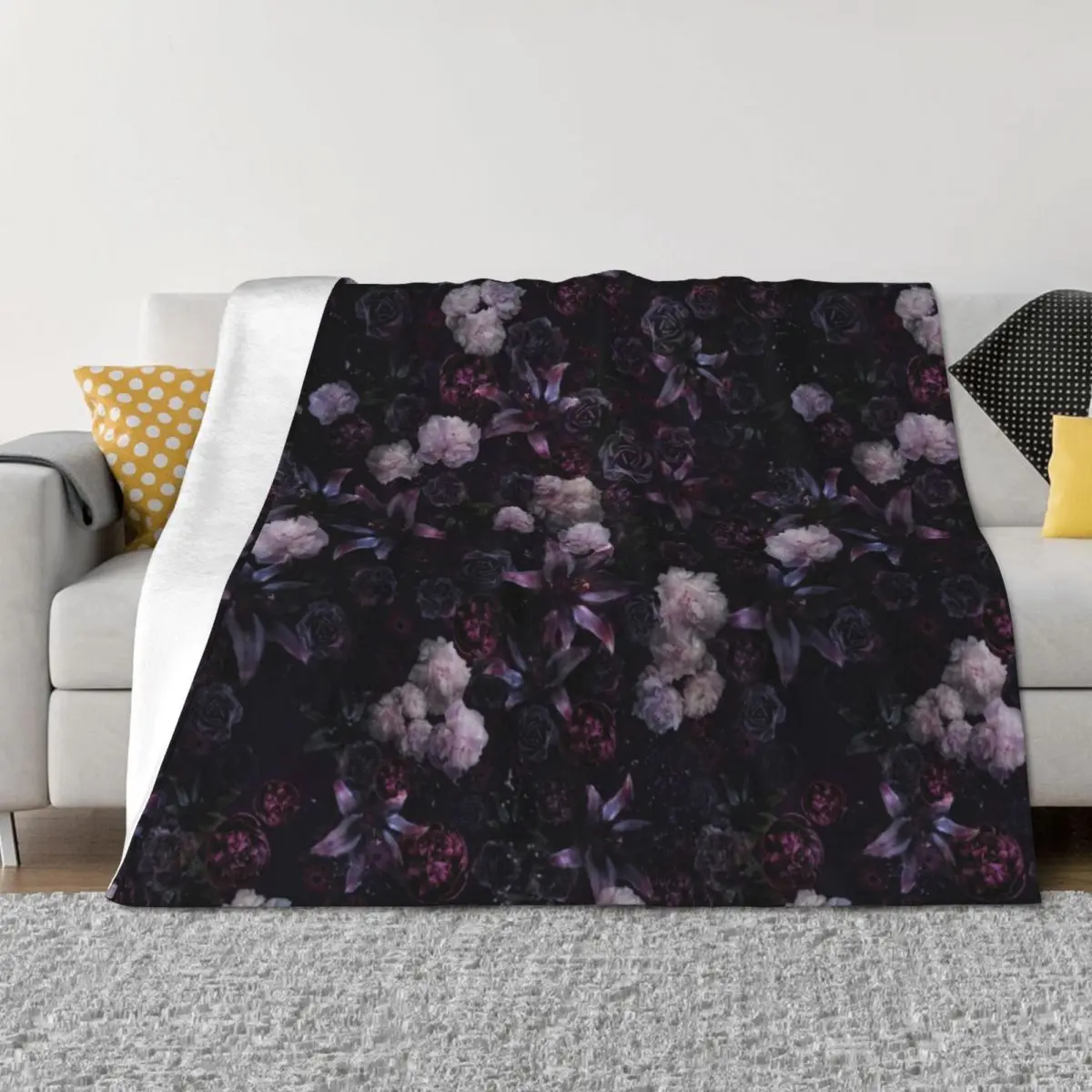 

Midsummer Nights Dream #Dark Floral #Midnight #Black #Rose #Night Throw Blanket Sofa Cute Soft Luxury Designer Blankets