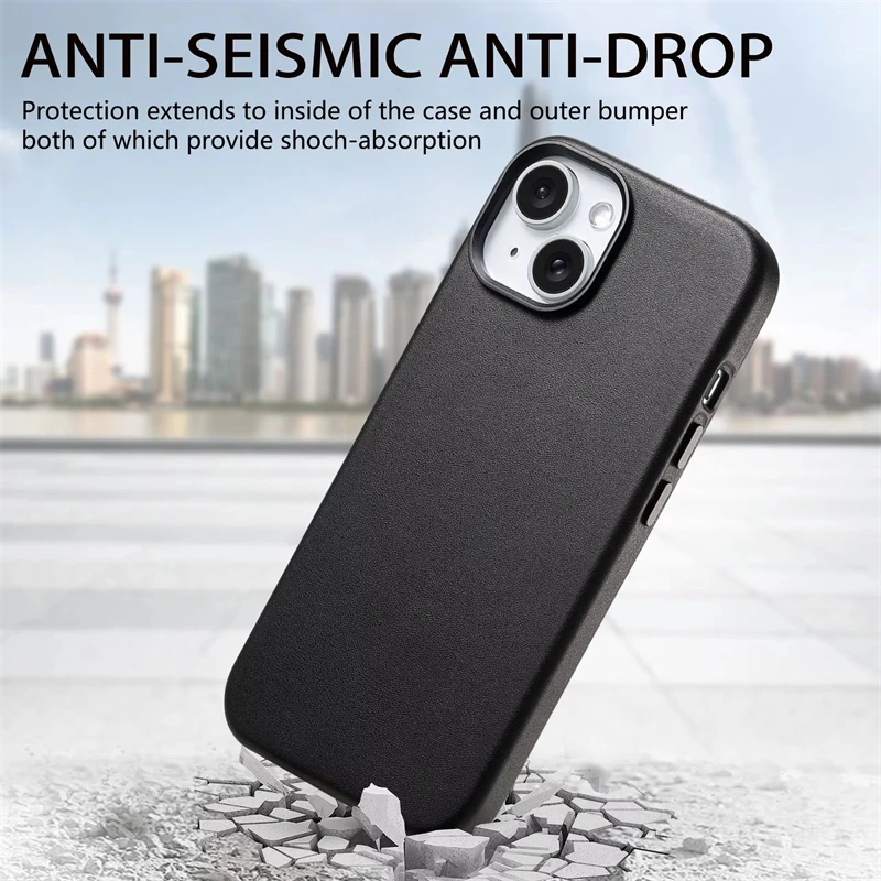 حافظة جلدية مغناطيسية Macsafe لهاتف Magsafe IPhone 17 Air 14 13 15 16 Pro Max Plus 16Pro IPhone16 ProMax I غطاء آمن للهاتف Mac