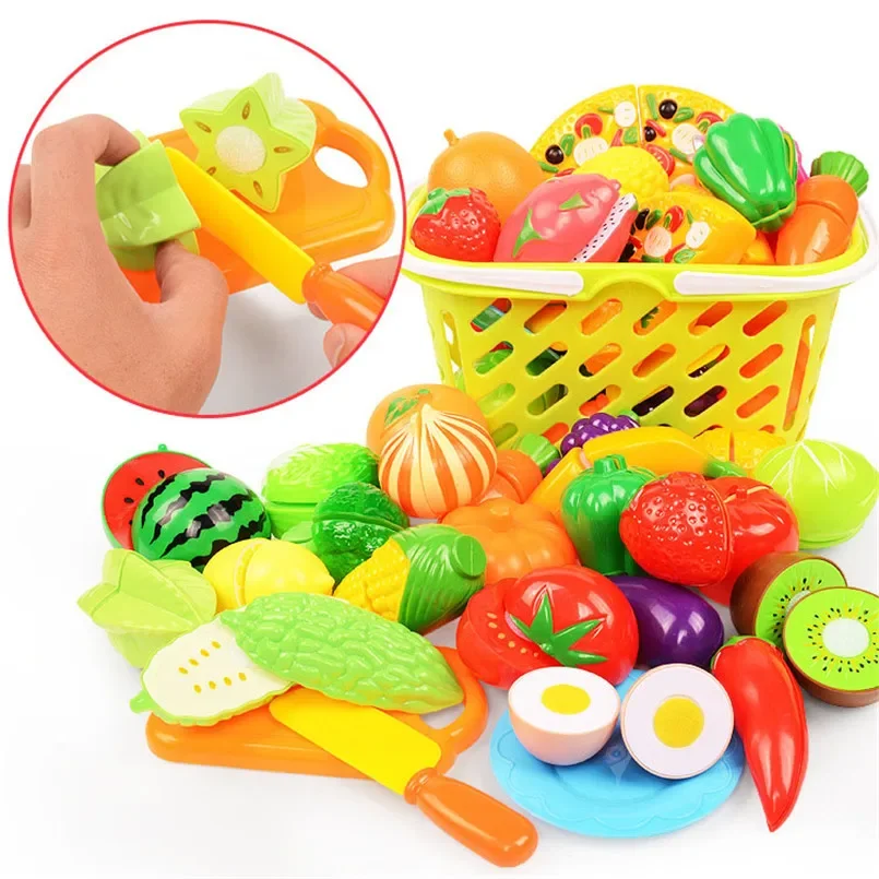 Conjunto de frutas e legumes para cortar crianças, Crianças fingir brincar, Simulação Brinquedo de cozinha, Brinquedos Montessori, Meninas, Meninos