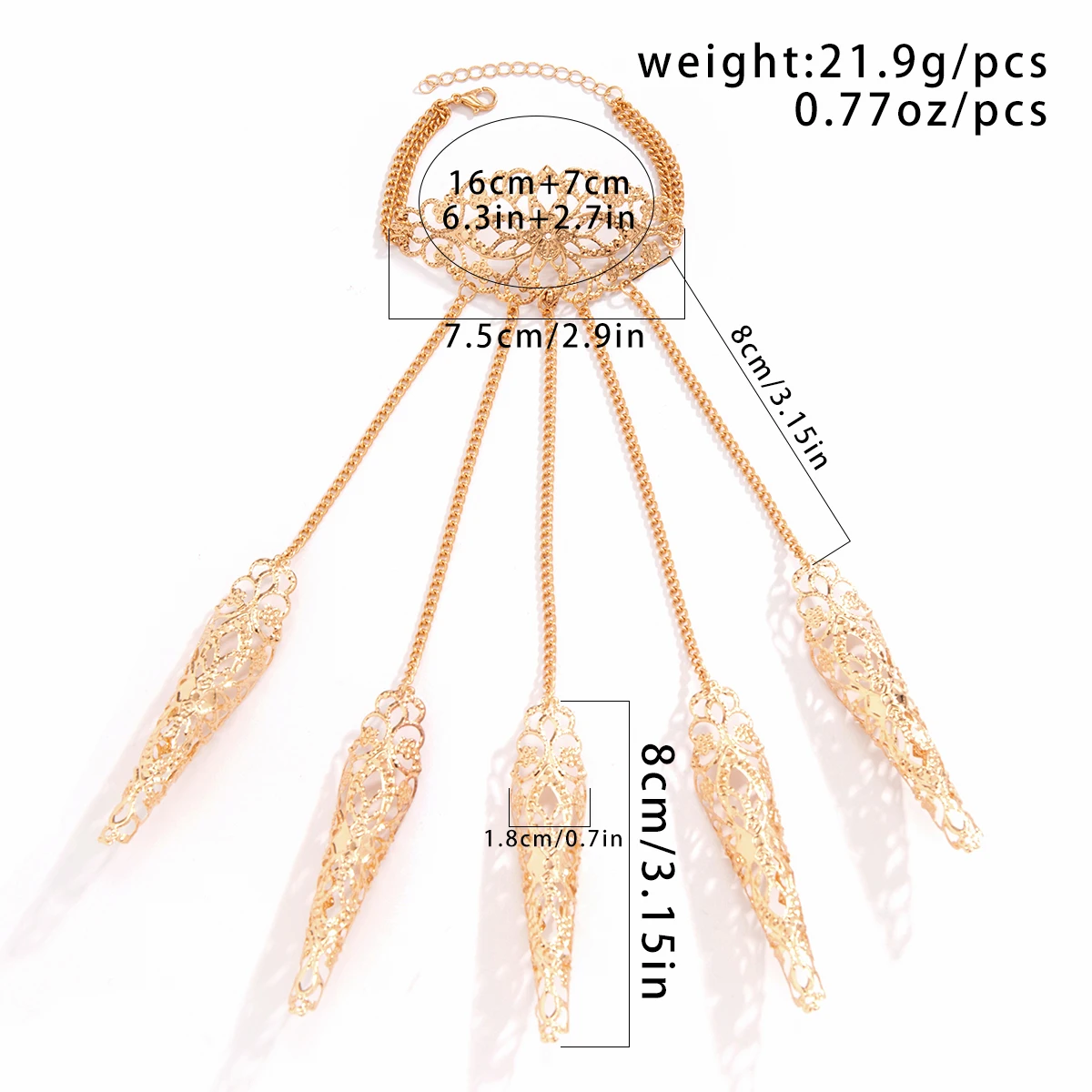 Lacteo Trendy Gold Color Connecting Finger Bracelet for Women Link Hand Back Harness Nail Rings Bangles Party Gifts Jewelry New