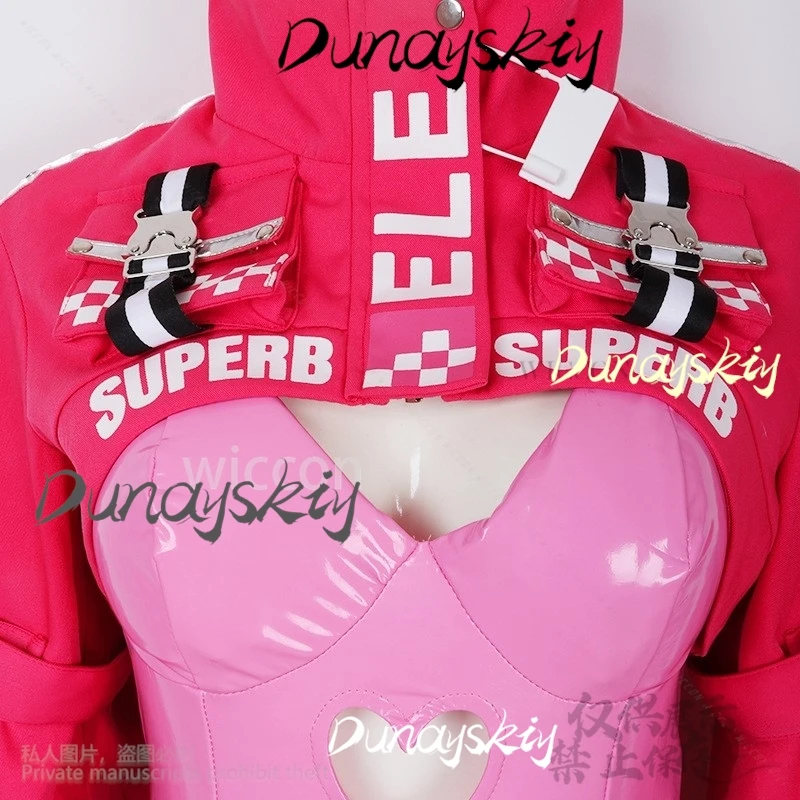 Women’s Nikki Alice Cosplay Costume Bodysuit with Rabbit Ear Headband Pink Wig Game NIKKE The Goddess of Victory Suit Customized