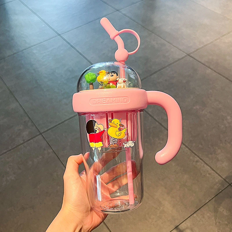 Miniso 2025 High-Quality Birthday Gift 830ml CapacityYoupin Crayon Shinchan Straw Cup for Girls New