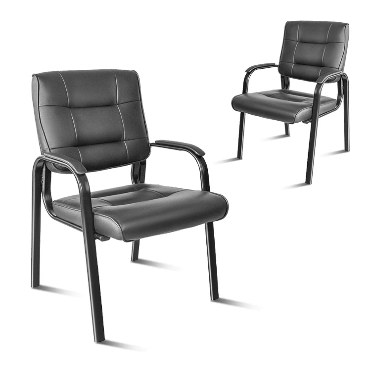 High Quality Leather Soft Cushion Waiting Room Reception Visitor Office Conference Event Chair With Padded Arm for Conference