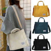 New Vintage Women Corduroy Zipper Shoulder Bag - Cotton Canvas Handbag, Casual Messenger Bags