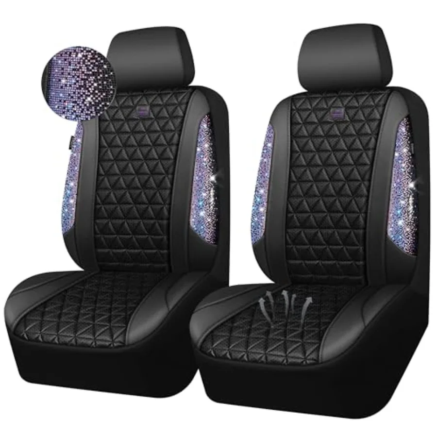 

Блестящие чехлы для передних сидений из сетчатой ткани с эффектом бриллиантов, кожаные чехлы для автомобиля, сияющие, блестящие, универсальные автомобильные чехлы.