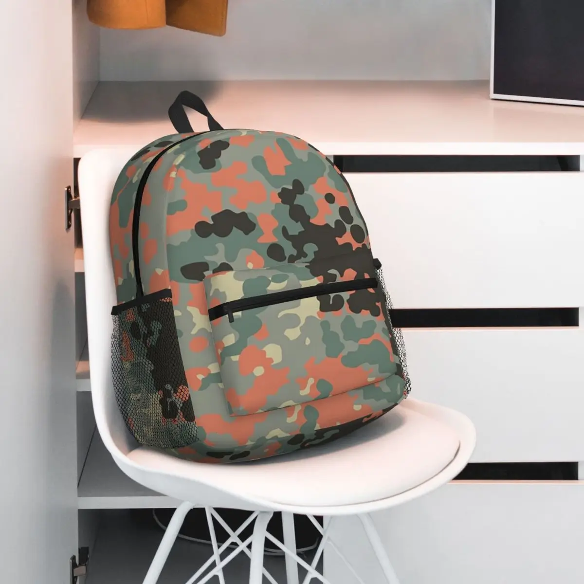 Splintertarn German WW2 Camouflage Army Military Camo Backpack Daypack Large Capacity Children BookBag School Bag Shoulder Bags