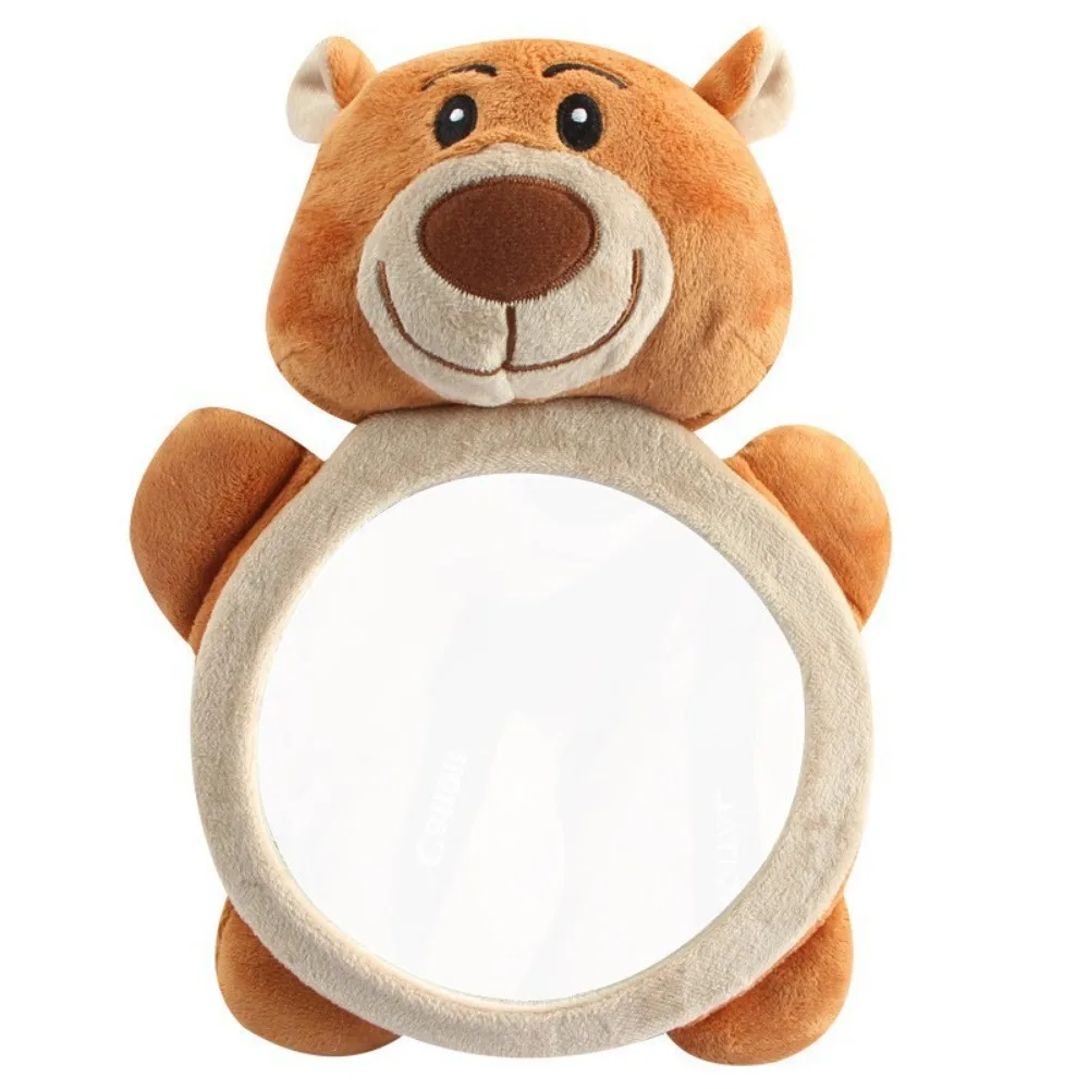 

Cute Baby Rear Facing Mirrors Cartoon Plush Toy Unbreakable Safety Baby Observation Mirror Interactive Clear Reflection