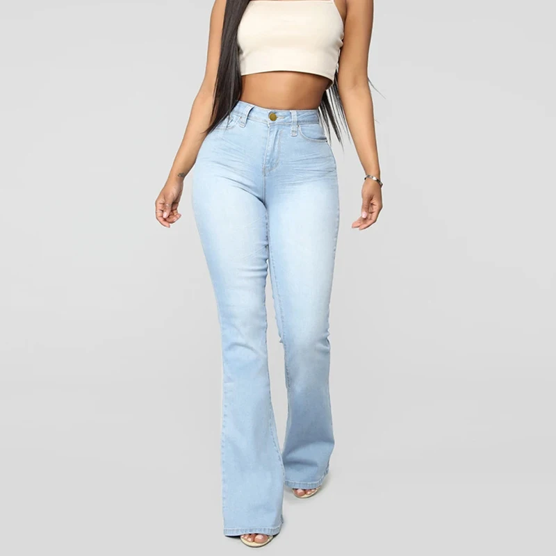 

Fashion High-Waisted Solid Color Women's Jeans 2026 New Flared Pants With Elegant Style Elastic Slender Women's Jeans H795