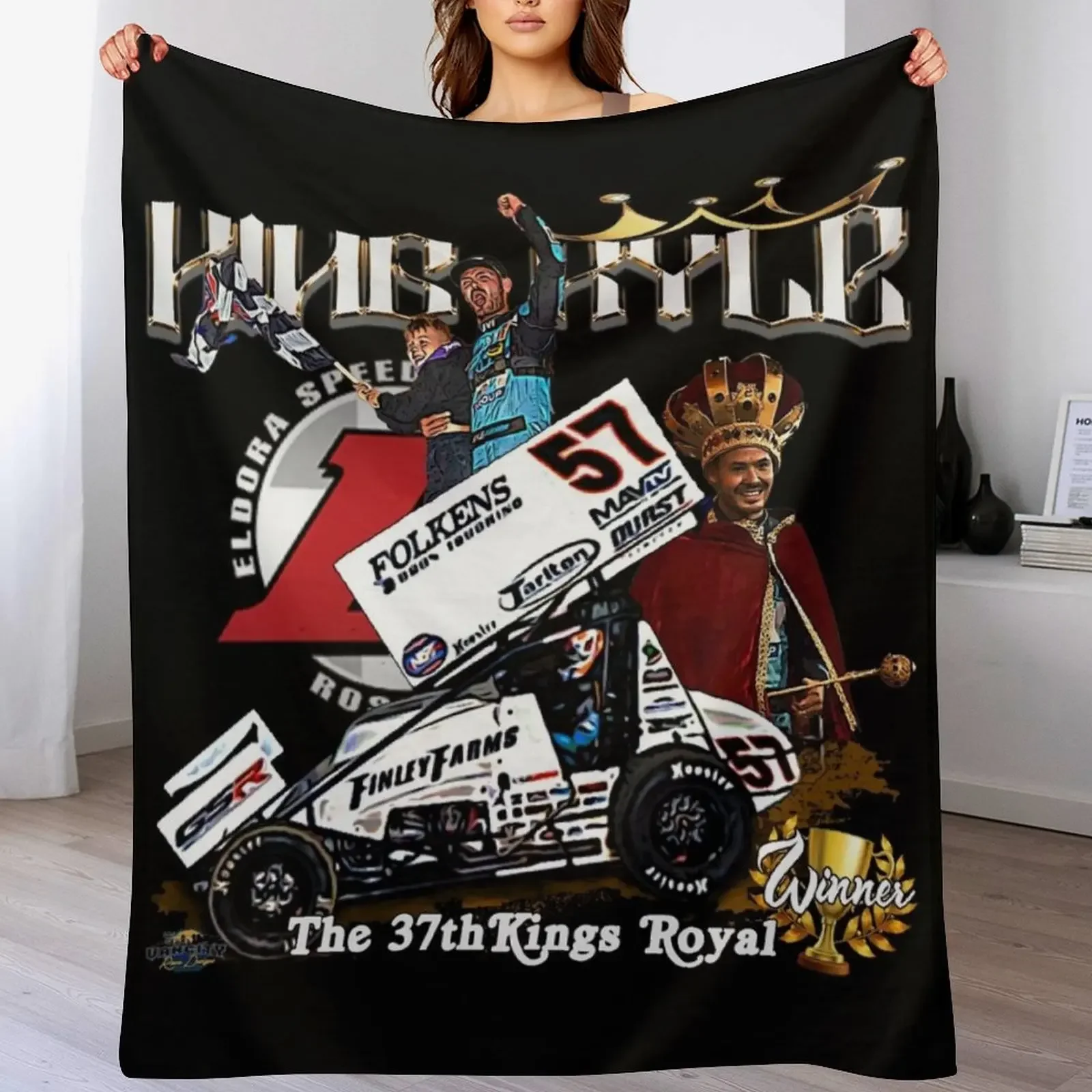 

KING KYLE, The 37th Kings Royal Winner Kyle Larson Throw Blanket Soft Beds Luxury For Sofa Thin Blankets