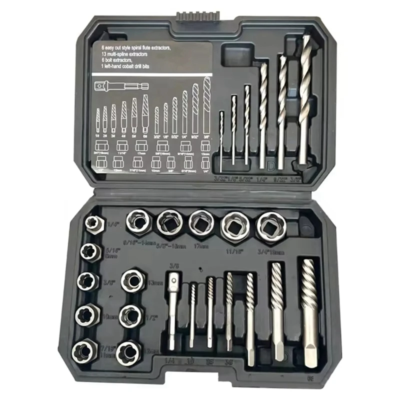 

HLZS-26Pcs Screw Extractor Center Drill Bit Guide Set Broken Damaged Remover Dropship Set