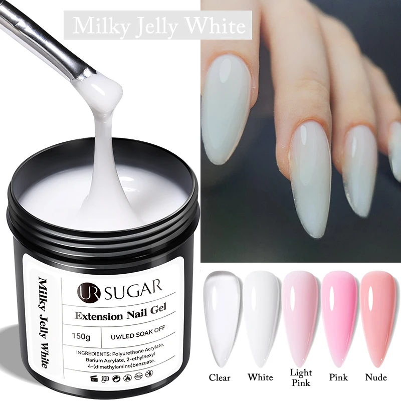 

UR SUGAR 150g Nail Extension Gel Milky White Clear Nude Acrylic Hard Gel For French Nails Art Manicure Semi Permanent UV Varnish