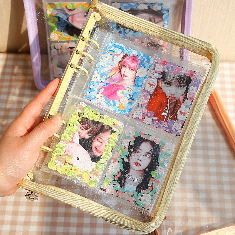 Sharkbang New Arrival A5 Zipper Binder Collect Book Glitter Cover Organizer Journal Notebook Bullet Transparent PVC Photo Album