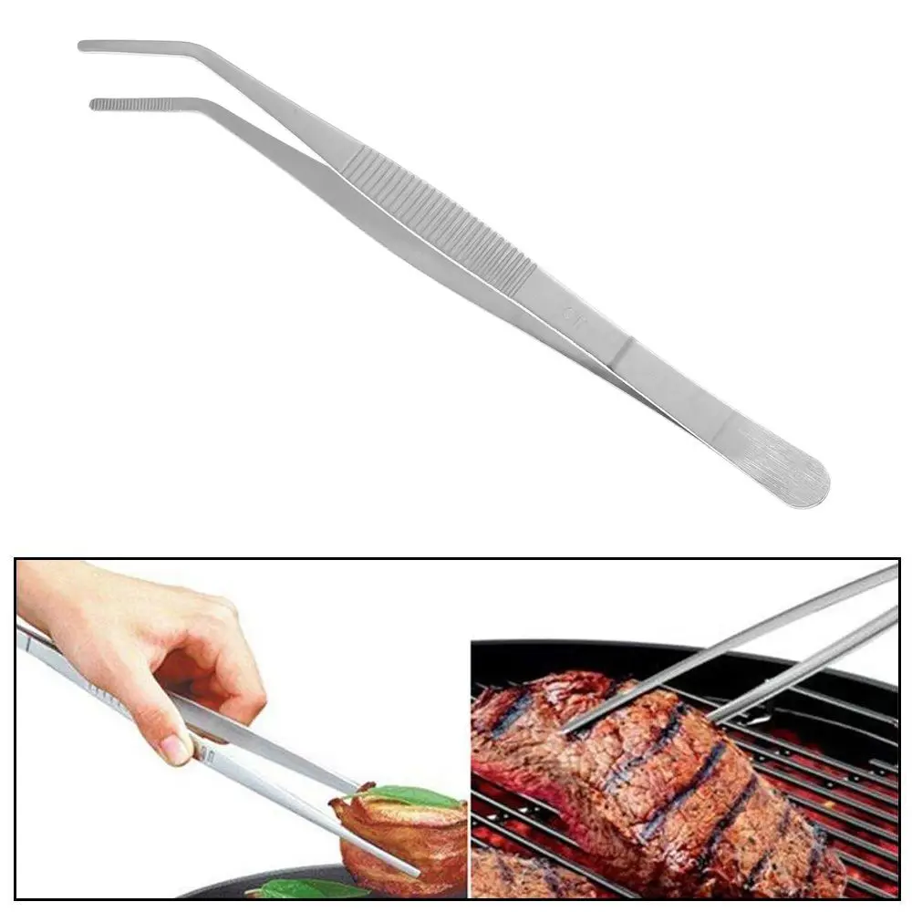 Plating Kitchen Tool Chef BBQ Clip Food Tweezer Barbecue Tongs Stainless Steel