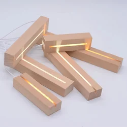 Base per display in legno a LED USB da 5 mm Piedistallo illuminato in legno RGB bianco caldo rettangolare per lampade notturne in vetro acrilico personalizzato laser