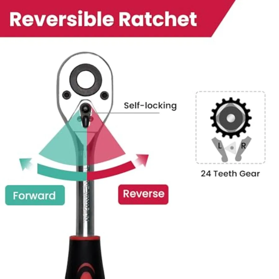 Mechanics Tool Set Metric 95PCS 1/2 1/4 Drive Impact Socket Set with Ratchet Handle Deep Shallow Sockets Universal Joint Automo