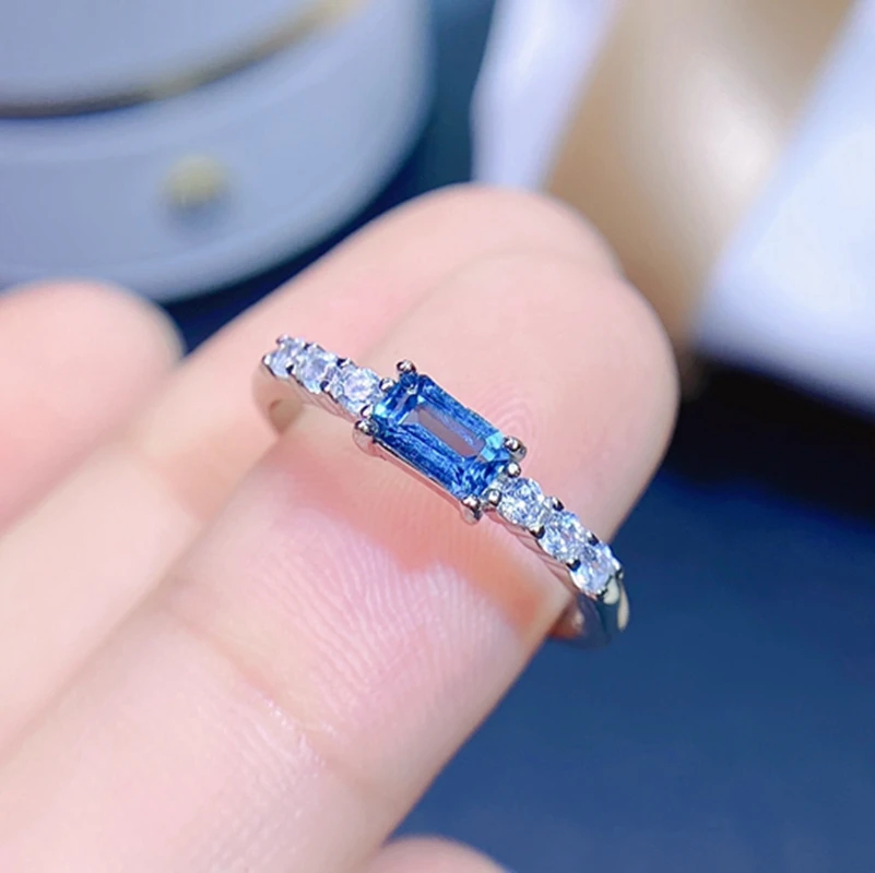 Natural topaz ring color beautiful women's small simple 925 Sterling Silver party birthday gift