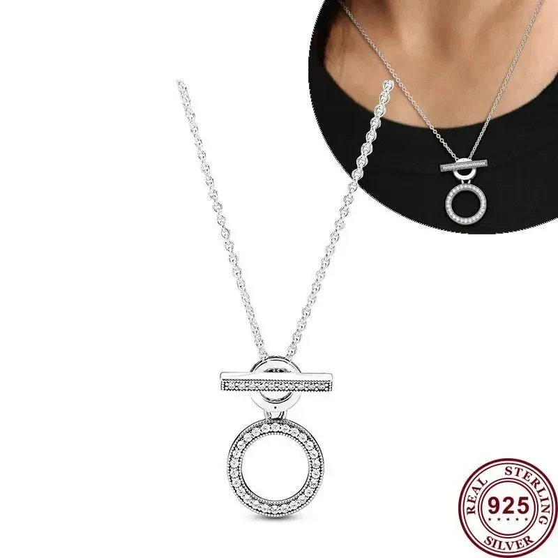 Collar de plata de ley S925 con logotipo de circón redondo para mujer, joyería de Aretes con árbol espectral brillante, novedad de 100%