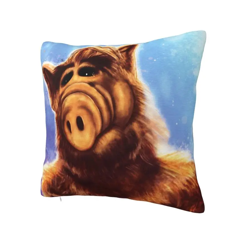 Funny Sci Fi Tv Show Alf Pillow Case 45x45cm Sofa Alien Life Form Luxury Cushion Cover Velvet Pillowcase