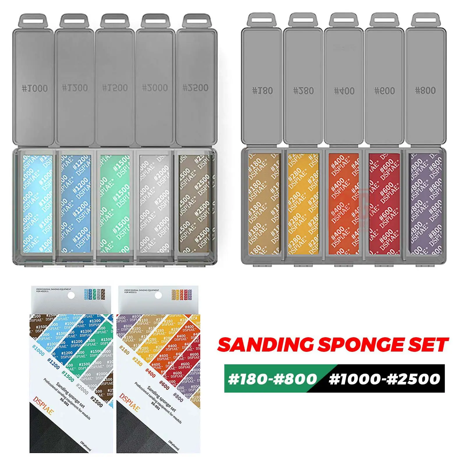 

DSPIAE Sanding Sponge Set For Gundam GK Military Model Combo Arc Grinding Polishing Sandpaper Making Tool Kit Sanding Paper 30Pc